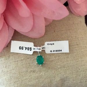 NWT Green Onyx Oval SS Pendant